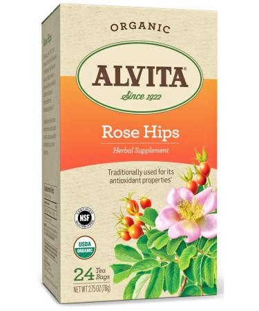 Alvita Organic Rose Hips Herbal Tea - Made with Premium Quality Organic Rose Hips, And Delightful Fruity Flavor and Aroma, 24 Tea Bags