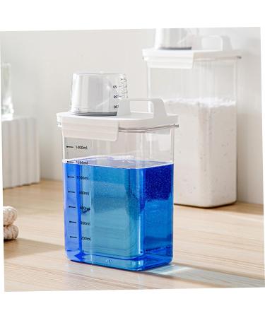 1PC Laundry Detergent Dispenser 1800ml Clear Airtight Washing Powder Dispenser with Scale and Cup Detergen Box for Solid Liquid 1800ml with scale - Buy Online on GoSupps.com