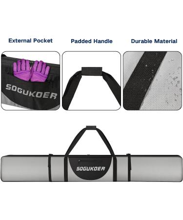 SOGUKOER 185CM Ski Bag Padded Snowboard Bag | Water-Resistant & Durable | Compression Straps | Adjustable Length | for Snow & Air Travel - Buy Online on GoSupps.com