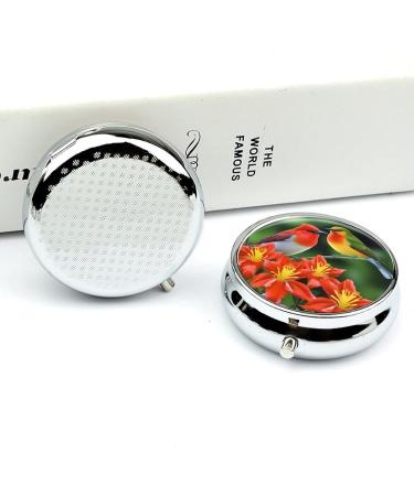 Travel Pill Box - 3 Compartment Portable Organizer with Bird & Flower Design - Small Pill Case for Handbag & Pocket - Buy Online on GoSupps.com