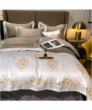Embroidery Series Premium Cotton Duvet Cover Queen King Bedding Set Comforter Cover Pillowcases Bed Sheet Soft (D Queen) - Buy Online on GoSupps.com