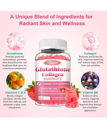 Glutathione Collagen Gummies Skin Brightening & Anti-Aging Supports Hair Skin & Nail Health Glutathione Supplement for Women Strawberry Flavor 60 Count Strawberry 60 Count (Pack of 1) - Buy Online on GoSupps.com