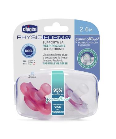 Chicco PhysioForm Silicone Pacifier Set for 2-6 Months | Promotes Healthy Mouth Development | 2 Pieces Pink - Buy Online on GoSupps.com