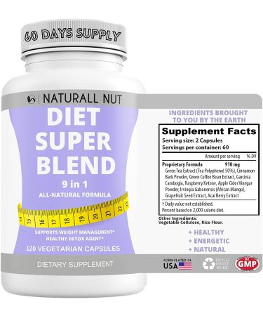 Naturall Nut Diet Super Blend - Garcinia Cambogia Weight Loss Pills Green Coffee Raspberry Ketones Green Tea Pills Release Diet Pills for Women & Men Weight Management - Garcinia Cambogia Pills 120 Count (Pack of 1) - Buy Online on GoSupps.com