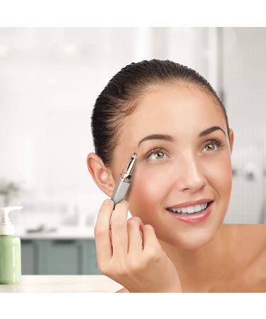 2-in-1 Rechargeable Eyebrow and Facial Hair Trimmer - Painless Epilator with LED Light in Gold Green Case - Buy Online on GoSupps.com