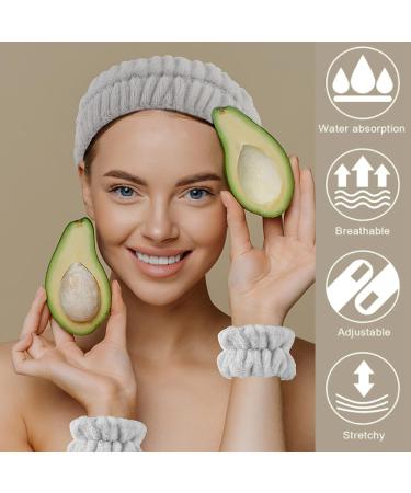 9 PCS Spa Headband & Wristband Set | Soft Coral Fleece Hair Wrap | Highly Absorbent | for Face Washing, Shower, Makeup | Black, White, Grey - Buy Online on GoSupps.com