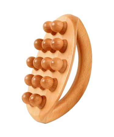 Wood therapy massage tools with handle 14 pearl wood massage roller lymphatic drainage massage device Tools for body formation Cellulite massage gua SHA SHA SHA wood massage roller Cellulite massage device 1PC