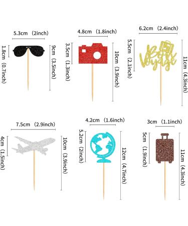 Cyodoos 24 PCS Travel Bon Voyage Airplane Cupcake Toppers Airplane Suitcase map Cake Topper Picks for World Awaits Travel Themed Party Birthday Party Baby Shower Wedding Party Decorations - Buy Online on GoSupps.com