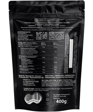 Nustino Classic - Peanut Butter Powder 400g | Degreased Peanut Butter | Healthy Snack | Peanut Cream Powder | Peanuts Salt & - Buy Online on GoSupps.com