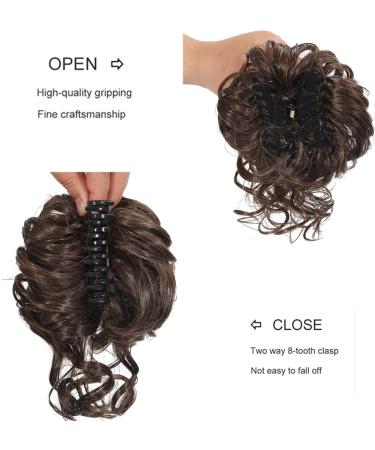 Light Brown Claw Clip Messy Bun Hairpiece | Wavy Curly Chignon Updo | Synthetic Hair Ponytail for Women - Buy Online on GoSupps.com