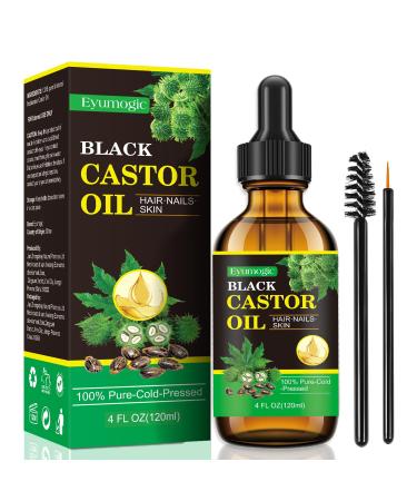 Jamaican Black Castor Oil Organic 100% Pure and Natural Carrier Oil Cold-Pressed and Hexane-Free (4 Fl Oz/120mL)