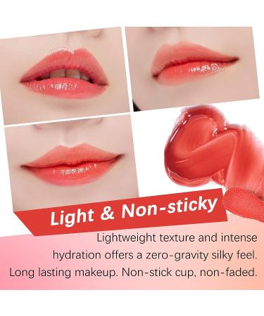 Hydrating Plumping Lip Oil Tinted Gloss & Balm for Dry Lips - Non-Sticky, Long-Lasting Shine with Big Brush Head Glitter Primer Lip Tint (04Cheery) - Buy Online on GoSupps.com