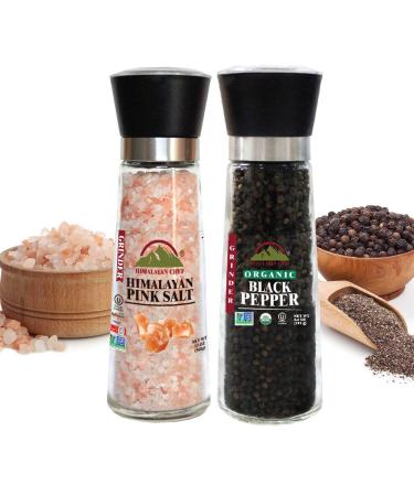 Himalayan Chef Pink Salt and Pepper Grinder Set - Adjustable Ceramic Grinders - Tall Glass Shakers - Large Salt and Pepper Mills (5351AX2) - Buy Online on GoSupps.com