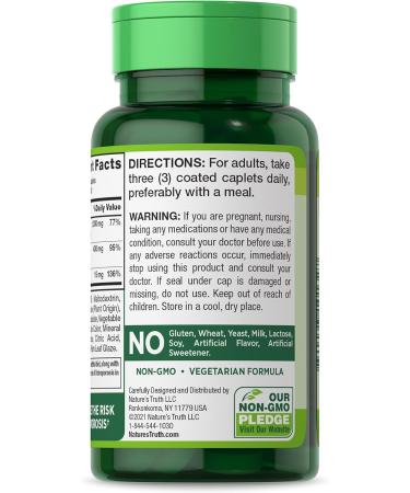 Nature's Truth Calcium Magnesium Zinc Supplement - 90 Caplets | Non-GMO & Gluten-Free - Buy Online on GoSupps.com