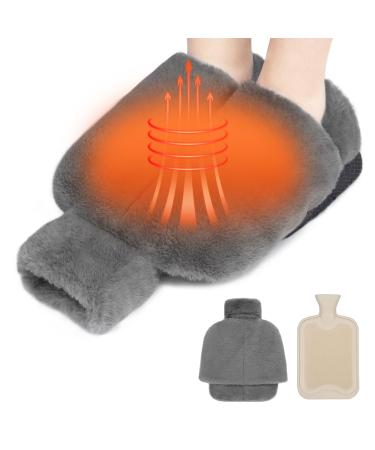 2.0l foot warmer 2 in 1 hot water bottle for the feet foot warmer hot water bottle feet foot warmer without electricity soft and warm footrest for bedroom living room office - color: light gray light gray - Buy Online on GoSupps.com