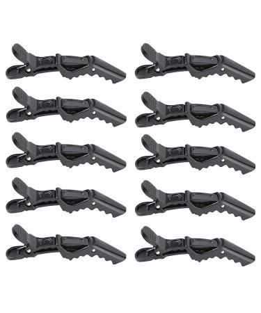 10x Crocodile Hair Clips Barrette Professional Styling Hair Clips Sectioning Clamp for Thick Hair with Nonslip Grip and Wide Teeth for Salon Home Use Women and Girls (Black)