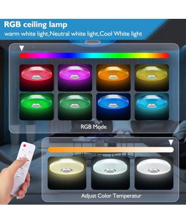 36W LED Ceiling Lamp with Bluetooth Speaker - Smart RGBW Adjustable Ceiling Light with Remote & App Control for Bedroom Kitchen Bathroom & Living Room - 30cm - Buy Online on GoSupps.com