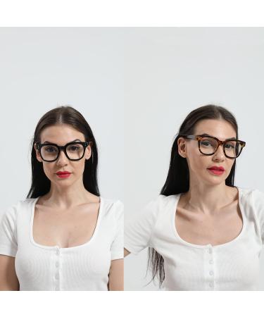 MMOWW 2 Series Pack Reading Glasses for Women - Rectangular Oversized Fashionable Anti-Glare - Black & Turtle 1.0x - Buy Online on GoSupps.com
