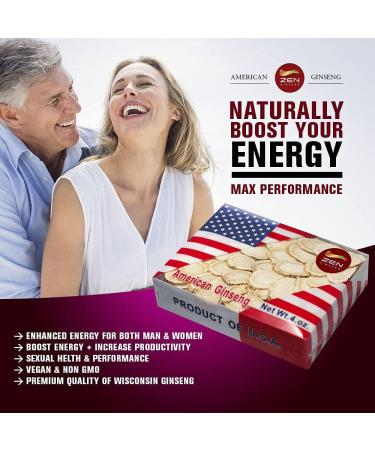Premium American Wisconsin Ginseng Slice 4oz/Box - Boost Energy & Stamina, Improve Performance and Mental Health for Men & Women - Buy Online on GoSupps.com