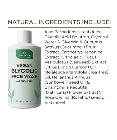 Vegan Glycolic Acid Face Wash with Cucumber & Seaweed Extract - Gentle Exfoliating Anti-Aging Cleanser for Acne Treatment, Men & Women - Hydrating, Moisturizing Facial Soap - Buy Online on GoSupps.com