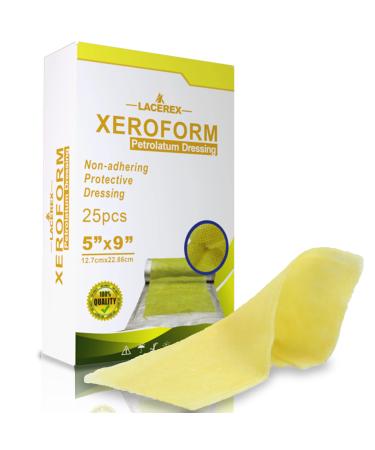 AWD Medical Xeroform Petrolatum Dressing 5x9 - Non-Adhering Gauze Pads - Fine Mesh Gauze Patch Sterile - Healthcare Supplies for Wound Care Burns Lacerations & Skin Grafts Aide (Box of 25 5x9)