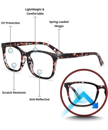 Readerest Blue Light Blocking Reading Glasses - 3.25 Magnification Anti-Glare UV Protection for Men & Women - Reduce Eyestrain & Fatigue - Stylish Rose Tortoise Design - Buy Online on GoSupps.com