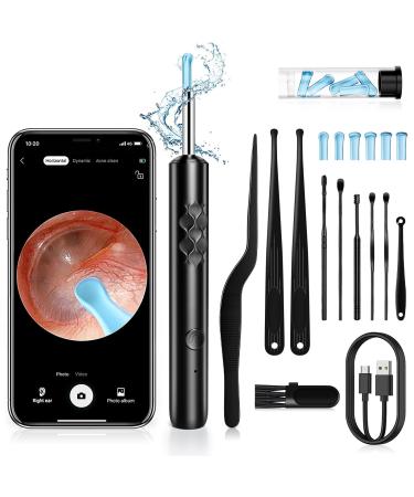 KIEUIENK Ear Wax Removal Tool with Light and Camera 1296P HD Ear Cleaner with 8 Pcs Professional Ear Curette Earwax Removal Tools Set and Cleaning Brush Ear Cleaning Tool for iOS & Android Phones