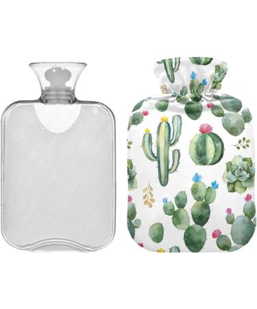 NAANLE 2L Hot Water Bottle with Watercolor Cactus Cover - Pain Relief & Heat Therapy for Menstrual Cramps | Large Warm-Up Bag - Buy Online on GoSupps.com