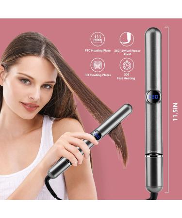 Flat Iron Hair Straightener & Curler 2 in 1 - Negative Ion Adjustable Temp for All Hair Types - Gray - Buy Online on GoSupps.com