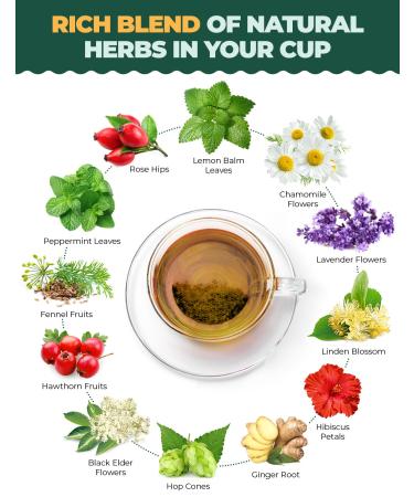 AprikaLife - Calm and Relax Herbal Tea with Chamomile Peppermint and Lavender - 60 Tea Bags. Delicious Herbal Blend for a Calming Experience Calm & Relax Tea - Buy Online on GoSupps.com