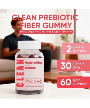 6525080 Clean Prebiotic Fiber Gummy Clean Fiber Gummies for Men Men Prebiotic Supplement for Digestive Gut Health Non-GMO 60 Gummies / 4g Fibers Per Serving - Buy Online on GoSupps.com