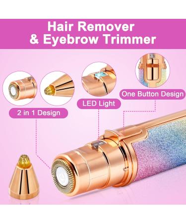 ACWOO 2 in 1 Facial Hair Remover for Women - Painless Electric Hair Removal Trimmer for Face, Eyebrows, Lips, Nose & Body - Lady Shaver with LED Light - Buy Online on GoSupps.com