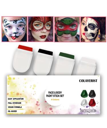 Face Body Paint Sticks Black White Green Red Face Painting Kit Eye Black Halloween Face Makeup Kit Face Paint Crayons for Costume Softball Football Baseball Halloween Accessories