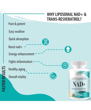 Liposomal NAD+ with Trans-Resveratrol - 800 mg per Serving | 60 Softgels | Optimal Absorption & Energy Support | Pack of 2 - Best International Shipping - Buy Online on GoSupps.com