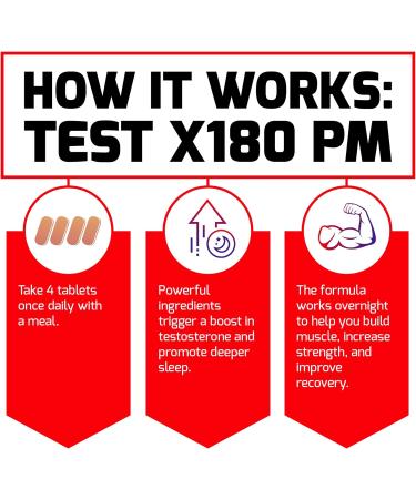 Force Factor Test X180 PM Testosterone Booster - Build Muscle Increase Strength Promote Deeper Sleep - 120 Tablets Unflavored - Buy Online on GoSupps.com