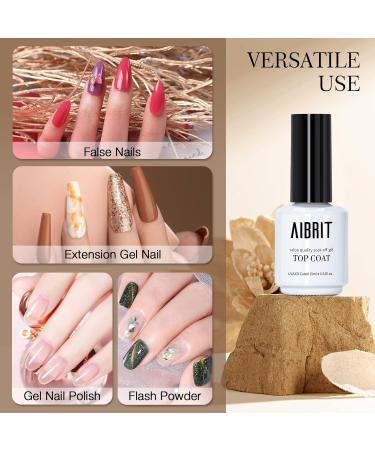 AIBRIT Gel Top Coat and Base Coat Set - Fast Dry, Long Lasting, Glossy Shine - Soak Off, No Wipe - For Home DIY and Salon - Pack of 2 - 15ml - Buy Online on GoSupps.com