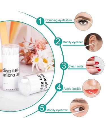 Dming 200 Pieces Disposable Micro Brush Applicator for Eyelash Extension & Makeup - Mini Cotton Swab Brushes (White) - Buy Online on GoSupps.com