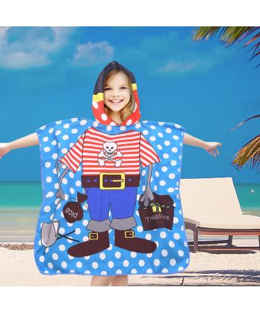 FEBE Kids Bath Poncho Towel with Hood | Toddler Pirate Bathrobe - Soft & Quick-Drying - Buy Online on GoSupps.com