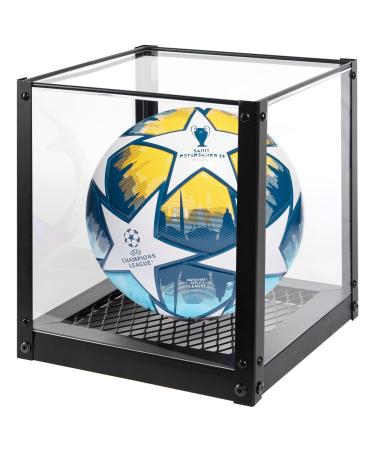 J JACKCUBE DESIGN Acrylic Soccer Ball Display Case Clear Display Holder Stand Box with Metal Mesh Base for Football Basketball Volleyball Memorabilia Collectibles- MK809A Socceball