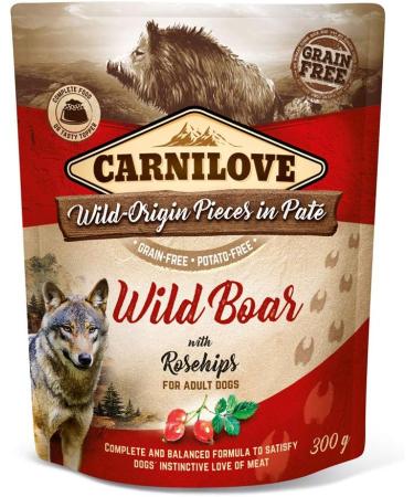 Carnilove Wild Boar with Rosehips | Pack of 3 | 3 x 300 g | Wet Food for Adult Dogs | Wild Boar with Rosehips | Grain Free | Made from 85% Meat and Offal - Buy Online on GoSupps.com