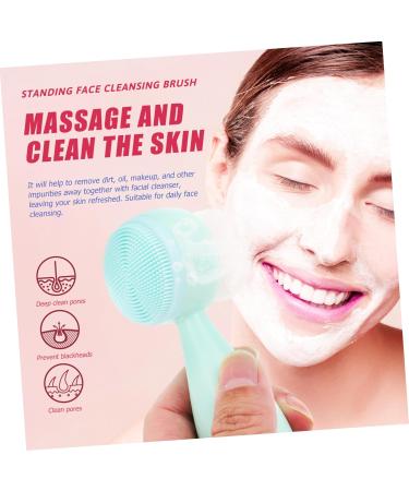 Housoutil Silicone Face Face Wash Silicone Facial Cleansing Brush Cleansing Facial Body Brush Home Accessory Face Cleaners Handle Silica Gel Pores 12x4.5cm Green - Buy Online on GoSupps.com