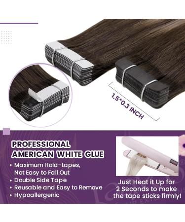 Buy Laavoo Brown Ombre Tape-In Hair Extensions | Real Hair Balayage | Invisible 20 Piece Set #4/18/4 - 40.64 cm - Buy Online on GoSupps.com