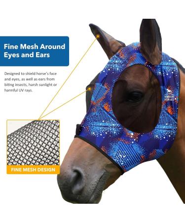 Harrison Howard UV Protection Fly Mask - Breathable Stretchable Full Visibility with Ear Protection - Chic Blue (Large) - Buy Online on GoSupps.com