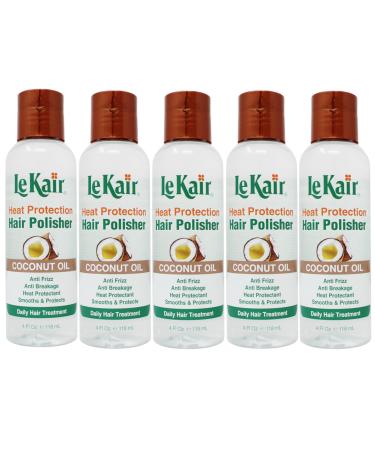 High Heat Protection Hair Polisher - Coconut Oil Anti Frizz Anti Breakage Heat Protectant Smooths & Protects Daily Hair Treatment 4 Fl Oz - 5 Pack