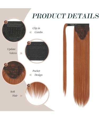 FESHFEN Straight Ponytail Extensions Long Wrap Around Ponytail Synthetic Clip in Pony Tail Hair Extensions Copper Red Hairpiece for Women 24 inch 24 inch (Pack of 1) Copper Red - Buy Online on GoSupps.com