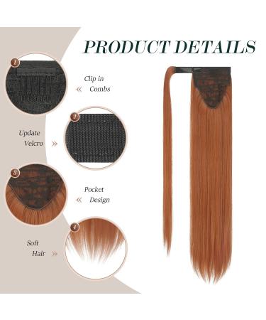 Fine Long Smooth Ponytail Hair Extension - Copper Red 70cm Synthetic Braid for Women & Girls - Buy Online on GoSupps.com