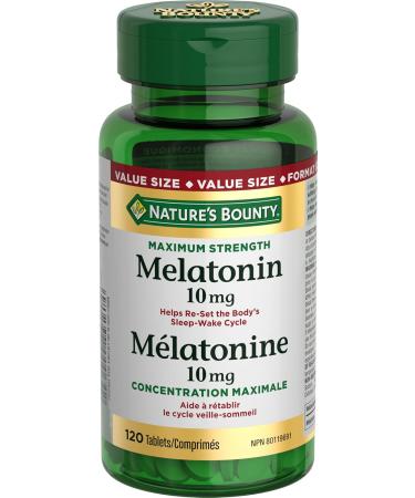 Nature's Bounty Melatonin 10mg 120 Count Value Size Helps Reset Body's Sleep-Wake Cycle Reduce Effects of Jet-lag Reduce Time it Takes to Get to Sleep & Time Release Vitamin B-12 Tablet 1500 mcg - Buy Online on GoSupps.com