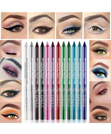 12 Colors Matte and Metallic Eyeliner Pencil Set for Women - Waterproof and Professional Eye Makeup Kit - Buy Online on GoSupps.com
