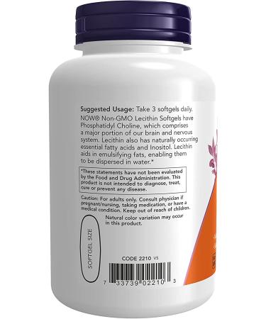 Now Foods Lecithin 1200 mg - 100 Softgels | Supports Brain & Liver Health - Buy Online on GoSupps.com