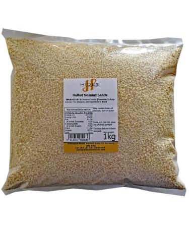 Hides Fine Foods - Hulled Sesame Seeds 1kg - GMO Free - Suitable for Vegetarians - Cooking - Tahini - Toasting - Asian Cooking - Baking - Sesame Bars - Brittle